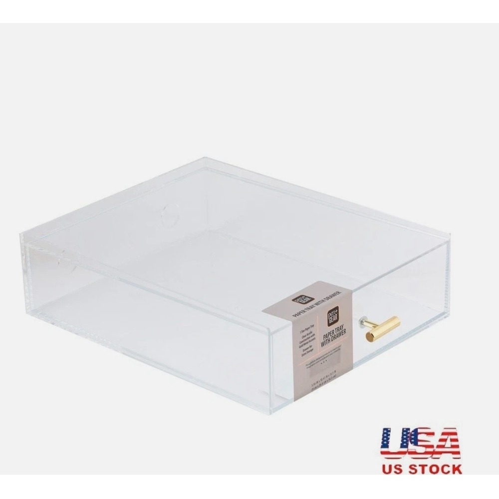 Acrylic Paper Tray W/ Drawer Desktop Organizer Office Supply (NEW w/out Tags)